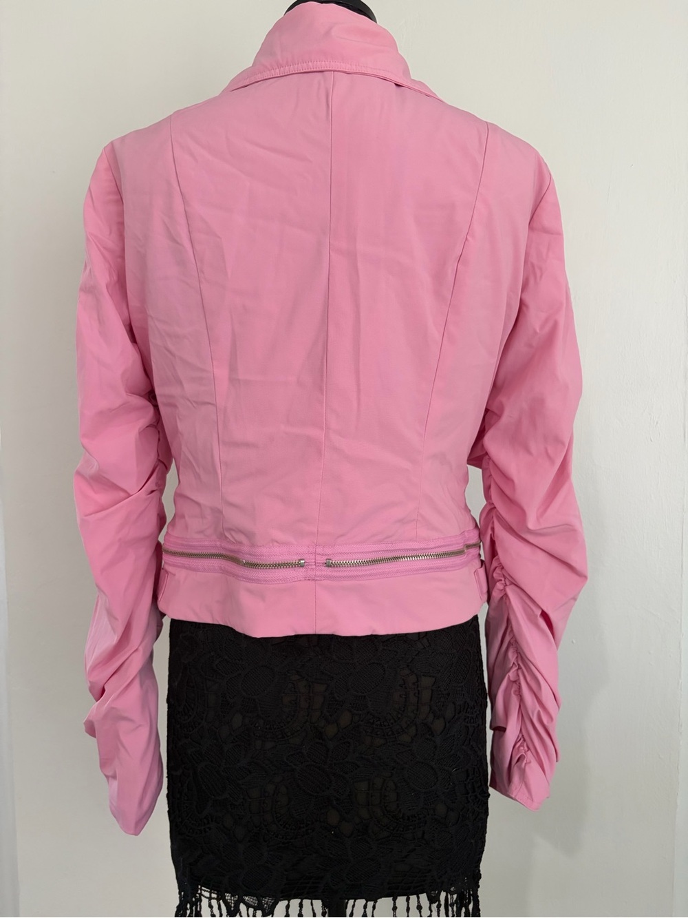 Cache Pink Ruched Zip Bomber Jacket - Picture 2 of 4